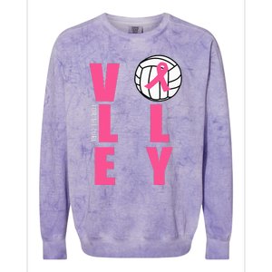 Breast Cancer Volleyball Pink Ribbon Volley For The Cure Colorblast Crewneck Sweatshirt