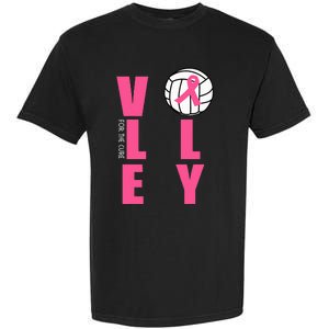 Breast Cancer Volleyball Pink Ribbon Volley For The Cure Garment-Dyed Heavyweight T-Shirt