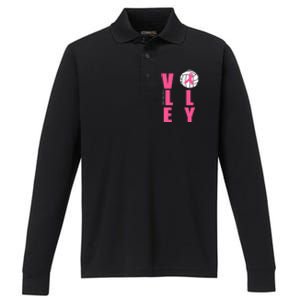 Breast Cancer Volleyball Pink Ribbon Volley For The Cure Performance Long Sleeve Polo