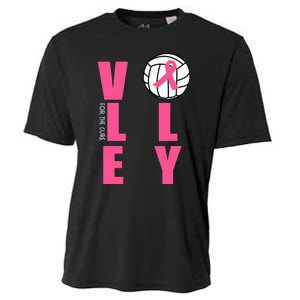 Breast Cancer Volleyball Pink Ribbon Volley For The Cure Cooling Performance Crew T-Shirt