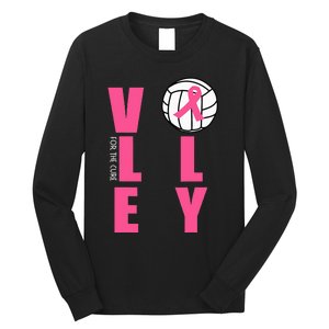 Breast Cancer Volleyball Pink Ribbon Volley For The Cure Long Sleeve Shirt