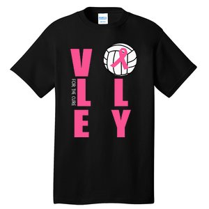 Breast Cancer Volleyball Pink Ribbon Volley For The Cure Tall T-Shirt