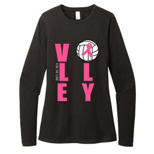 Breast Cancer Volleyball Pink Ribbon Volley For The Cure Womens CVC Long Sleeve Shirt