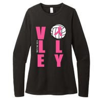 Breast Cancer Volleyball Pink Ribbon Volley For The Cure Womens CVC Long Sleeve Shirt