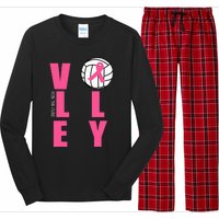 Breast Cancer Volleyball Pink Ribbon Volley For The Cure Long Sleeve Pajama Set