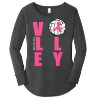 Breast Cancer Volleyball Pink Ribbon Volley For The Cure Women's Perfect Tri Tunic Long Sleeve Shirt