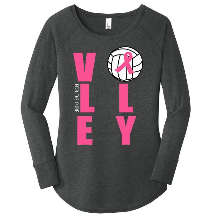 Breast Cancer Volleyball Pink Ribbon Volley For The Cure Women's Perfect Tri Tunic Long Sleeve Shirt