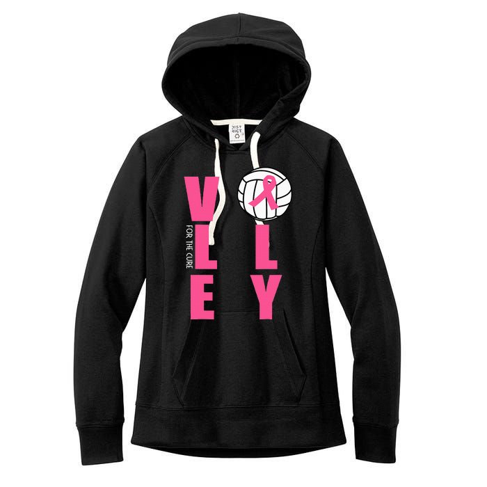 Breast Cancer Volleyball Pink Ribbon Volley For The Cure Women's Fleece Hoodie