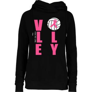 Breast Cancer Volleyball Pink Ribbon Volley For The Cure Womens Funnel Neck Pullover Hood