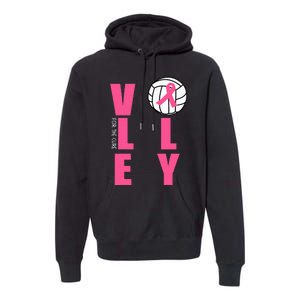 Breast Cancer Volleyball Pink Ribbon Volley For The Cure Premium Hoodie