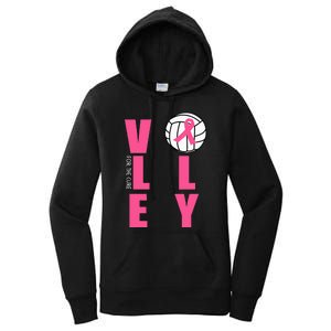 Breast Cancer Volleyball Pink Ribbon Volley For The Cure Women's Pullover Hoodie