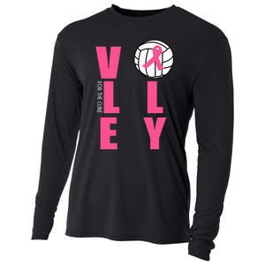 Breast Cancer Volleyball Pink Ribbon Volley For The Cure Cooling Performance Long Sleeve Crew