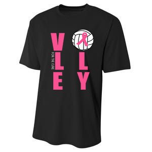 Breast Cancer Volleyball Pink Ribbon Volley For The Cure Performance Sprint T-Shirt