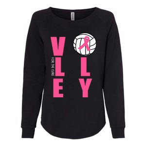 Breast Cancer Volleyball Pink Ribbon Volley For The Cure Womens California Wash Sweatshirt