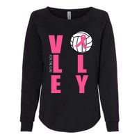 Breast Cancer Volleyball Pink Ribbon Volley For The Cure Womens California Wash Sweatshirt