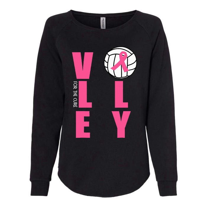 Breast Cancer Volleyball Pink Ribbon Volley For The Cure Womens California Wash Sweatshirt