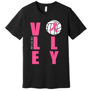 Breast Cancer Volleyball Pink Ribbon Volley For The Cure Premium T-Shirt