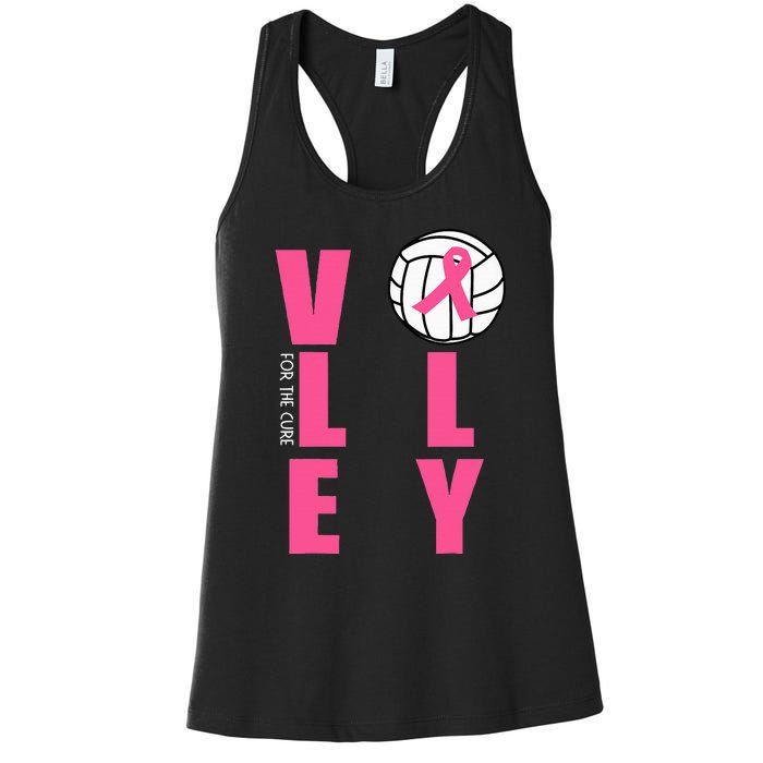 Breast Cancer Volleyball Pink Ribbon Volley For The Cure Women's Racerback Tank