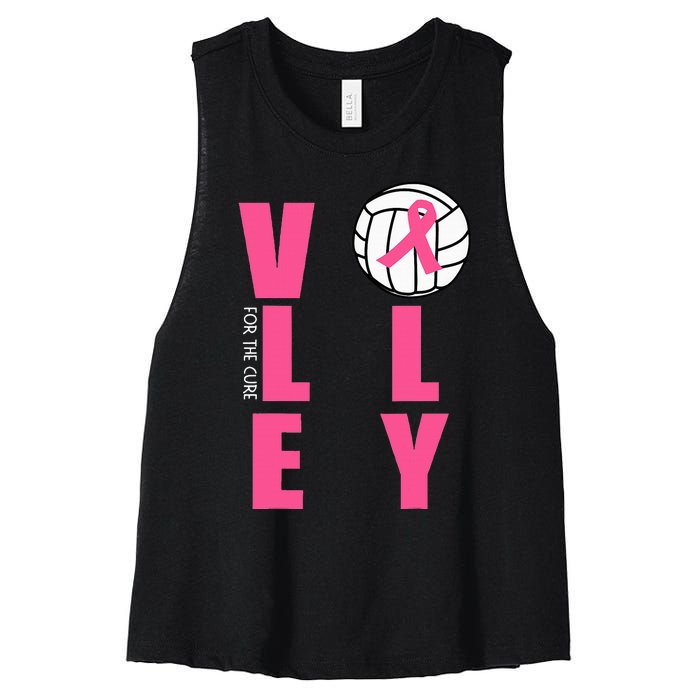 Breast Cancer Volleyball Pink Ribbon Volley For The Cure Women's Racerback Cropped Tank