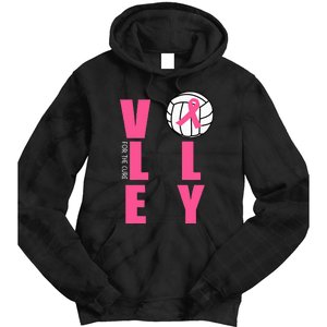 Breast Cancer Volleyball Pink Ribbon Volley For The Cure Tie Dye Hoodie