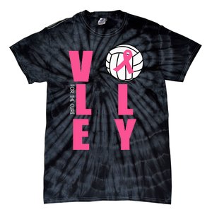 Breast Cancer Volleyball Pink Ribbon Volley For The Cure Tie-Dye T-Shirt