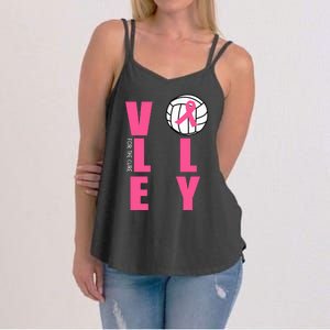 Breast Cancer Volleyball Pink Ribbon Volley For The Cure Women's Strappy Tank