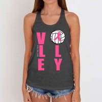 Breast Cancer Volleyball Pink Ribbon Volley For The Cure Women's Knotted Racerback Tank