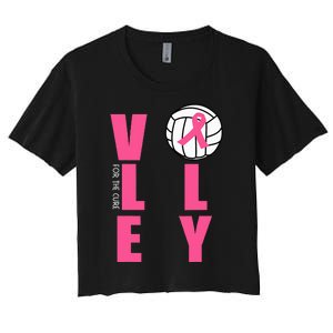 Breast Cancer Volleyball Pink Ribbon Volley For The Cure Women's Crop Top Tee