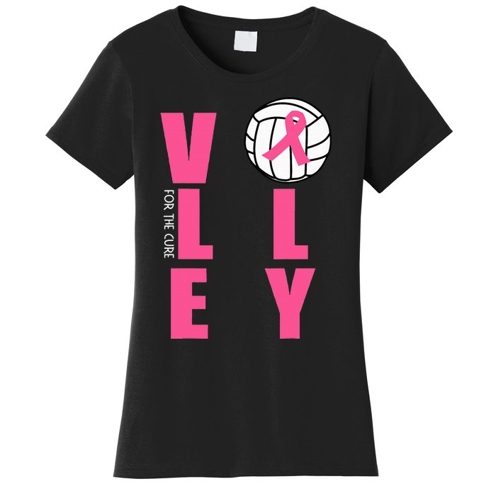 Breast Cancer Volleyball Pink Ribbon Volley For The Cure Women's T-Shirt