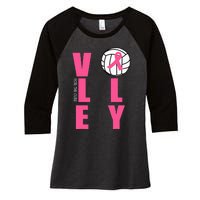 Breast Cancer Volleyball Pink Ribbon Volley For The Cure Women's Tri-Blend 3/4-Sleeve Raglan Shirt