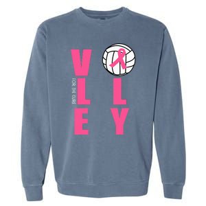 Breast Cancer Volleyball Pink Ribbon Volley For The Cure Garment-Dyed Sweatshirt