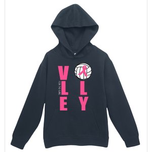 Breast Cancer Volleyball Pink Ribbon Volley For The Cure Urban Pullover Hoodie