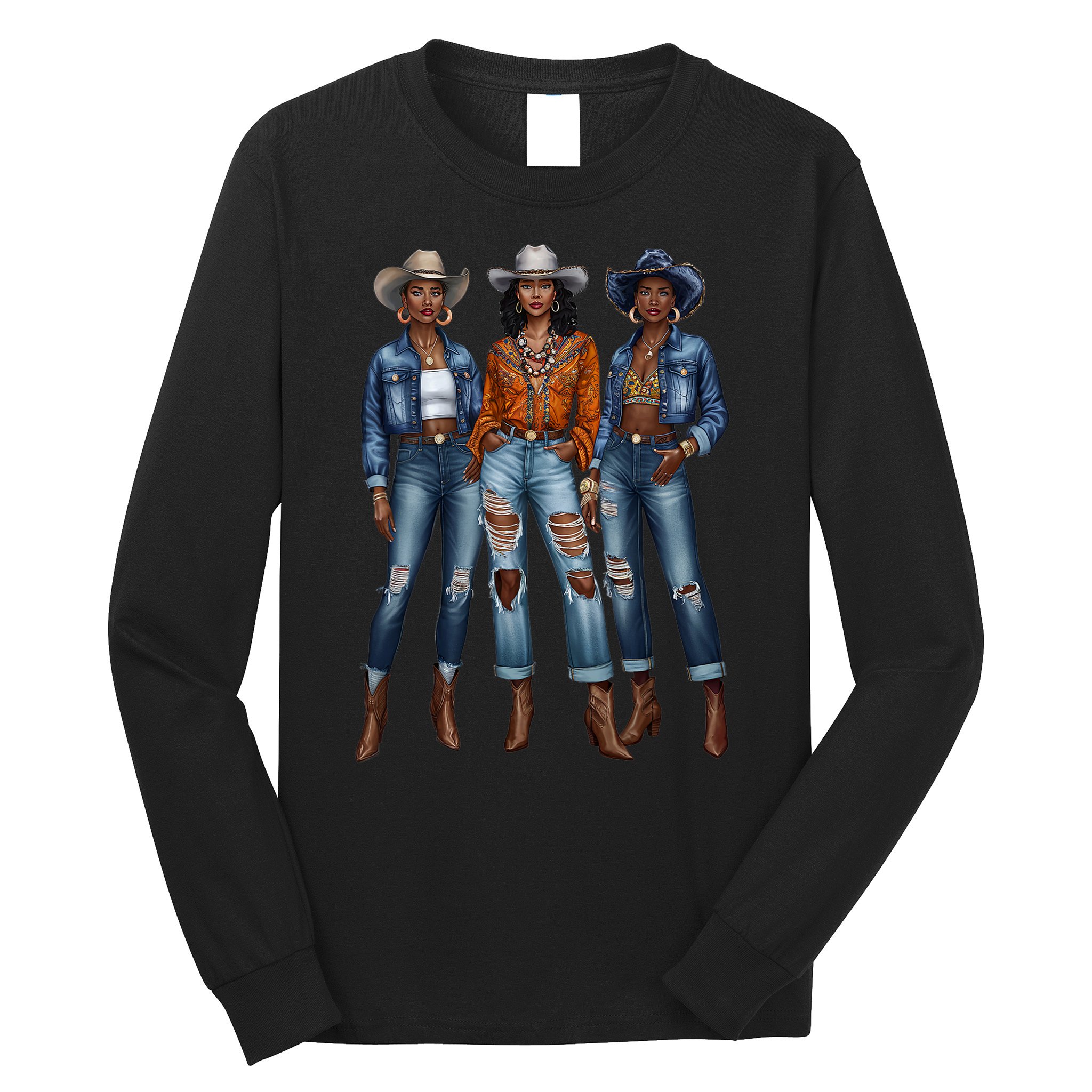 Black Cowgirl Vibes Melanin Black History Texas Long Sleeve Shirt