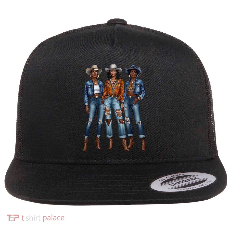 Black Cowgirl Vibes Melanin Black History Texas Flat Bill Trucker Hat