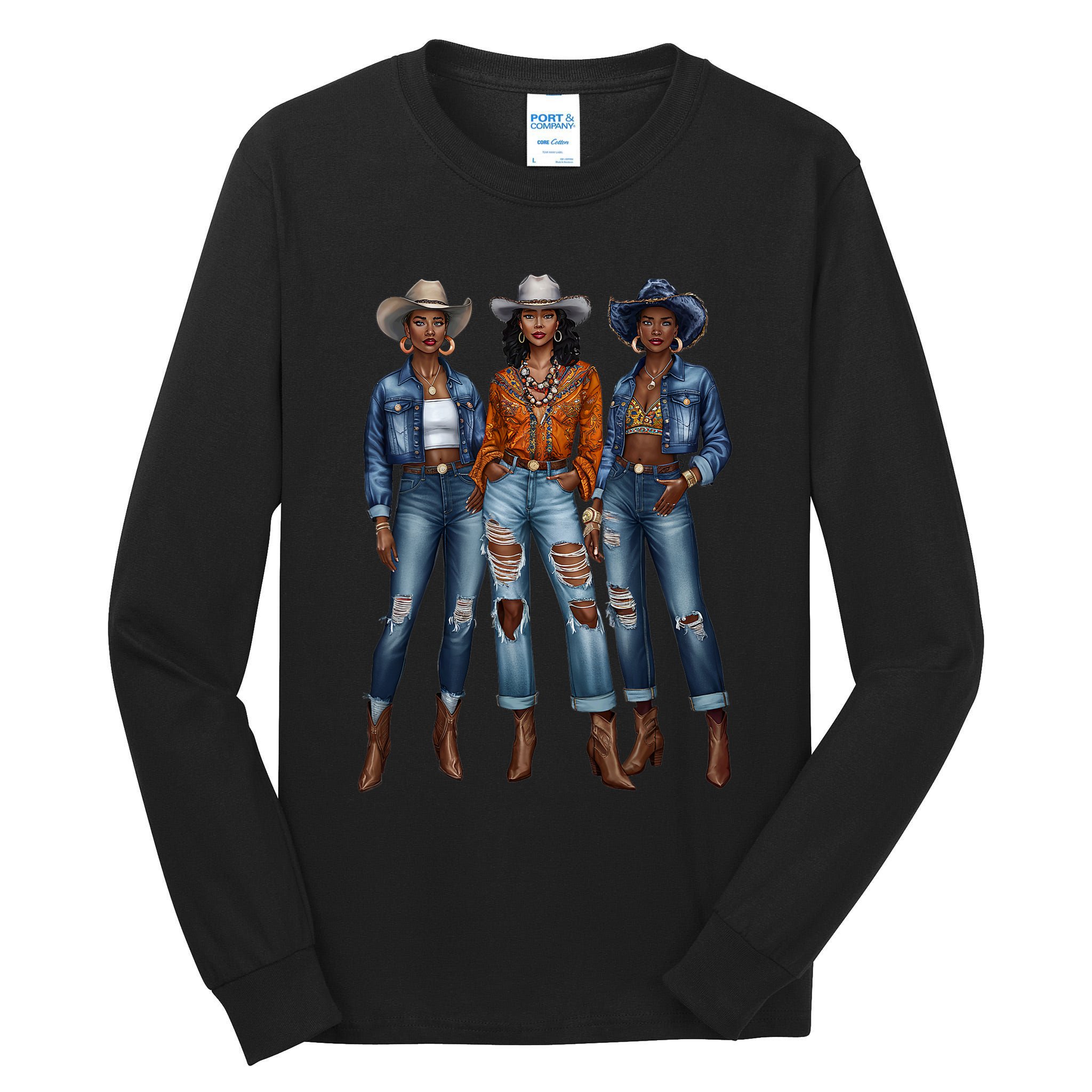 Black Cowgirl Vibes Melanin Black History Texas Tall Long Sleeve T-Shirt