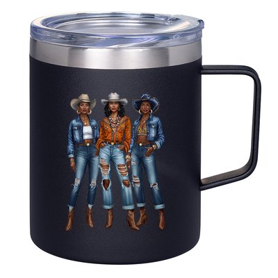Black Cowgirl Vibes Melanin Black History Texas 12oz Stainless Steel Coffee Mug