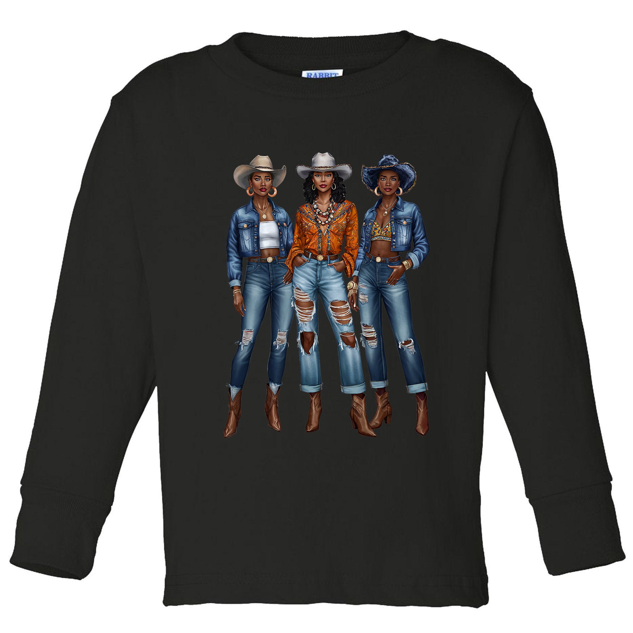 Black Cowgirl Vibes Melanin Black History Texas Toddler Long Sleeve Shirt