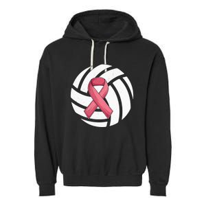 Breast Cancer Volleyball Pink Ribbon Awareness Costume Garment-Dyed Fleece Hoodie