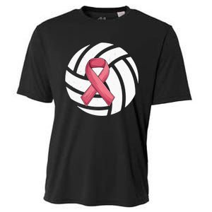 Breast Cancer Volleyball Pink Ribbon Awareness Costume Cooling Performance Crew T-Shirt