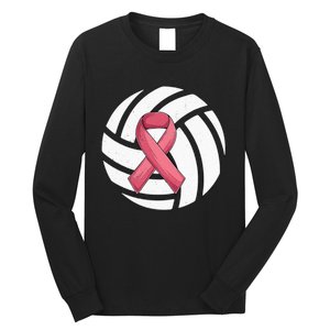 Breast Cancer Volleyball Pink Ribbon Awareness Costume Long Sleeve Shirt