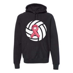 Breast Cancer Volleyball Pink Ribbon Awareness Costume Premium Hoodie