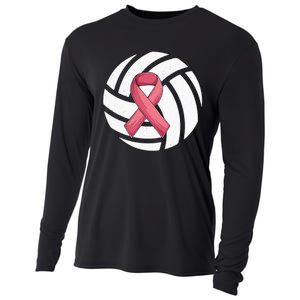 Breast Cancer Volleyball Pink Ribbon Awareness Costume Cooling Performance Long Sleeve Crew