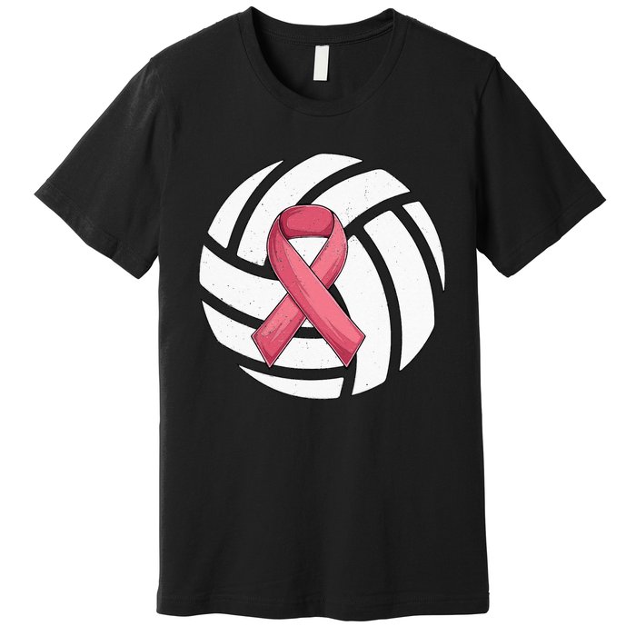 Breast Cancer Volleyball Pink Ribbon Awareness Costume Premium T-Shirt