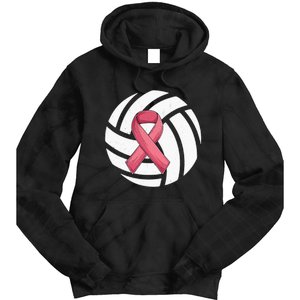 Breast Cancer Volleyball Pink Ribbon Awareness Costume Tie Dye Hoodie