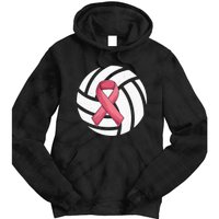 Breast Cancer Volleyball Pink Ribbon Awareness Costume Tie Dye Hoodie