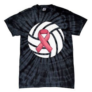 Breast Cancer Volleyball Pink Ribbon Awareness Costume Tie-Dye T-Shirt