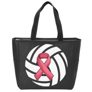 Breast Cancer Volleyball Pink Ribbon Awareness Costume Zip Tote Bag