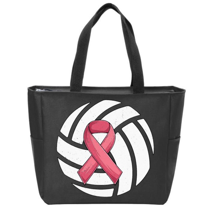 Breast Cancer Volleyball Pink Ribbon Awareness Costume Zip Tote Bag