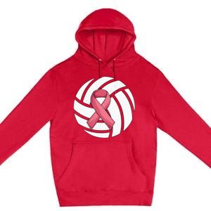 Breast Cancer Volleyball Pink Ribbon Awareness Costume Premium Pullover Hoodie