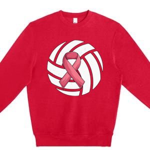 Breast Cancer Volleyball Pink Ribbon Awareness Costume Premium Crewneck Sweatshirt